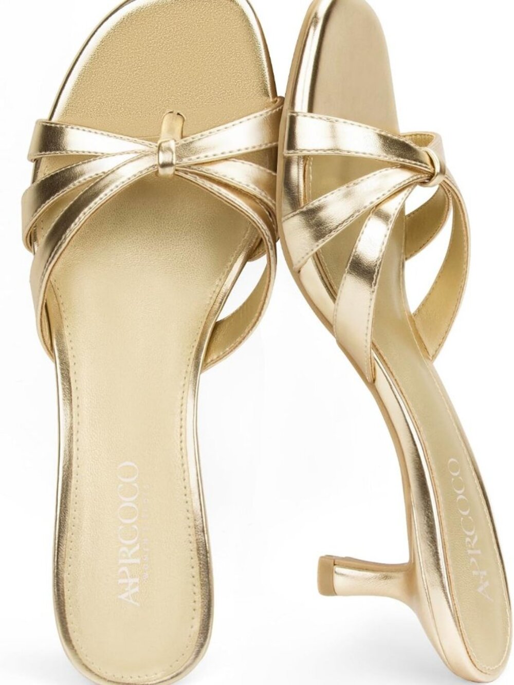 Stylish Women's Strappy Kitten Heels Sandals - Open Toe Slip-On Thong Flip Flops